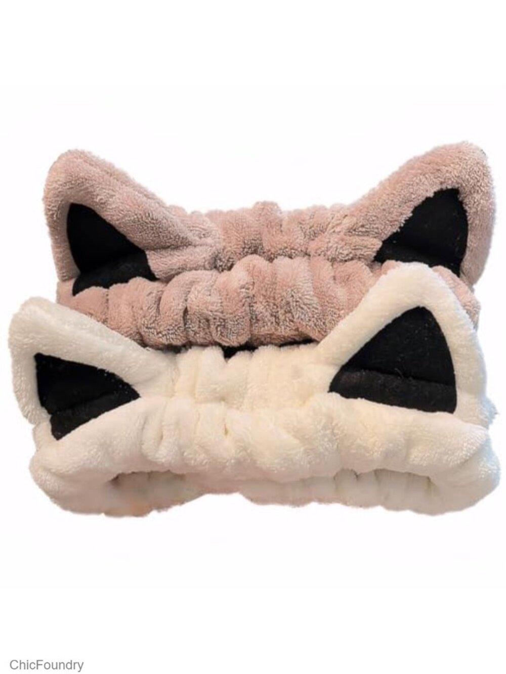 2-Pack Cat Ear Spa Headbands for Washing Face Skincare Fleece Hair Wraps